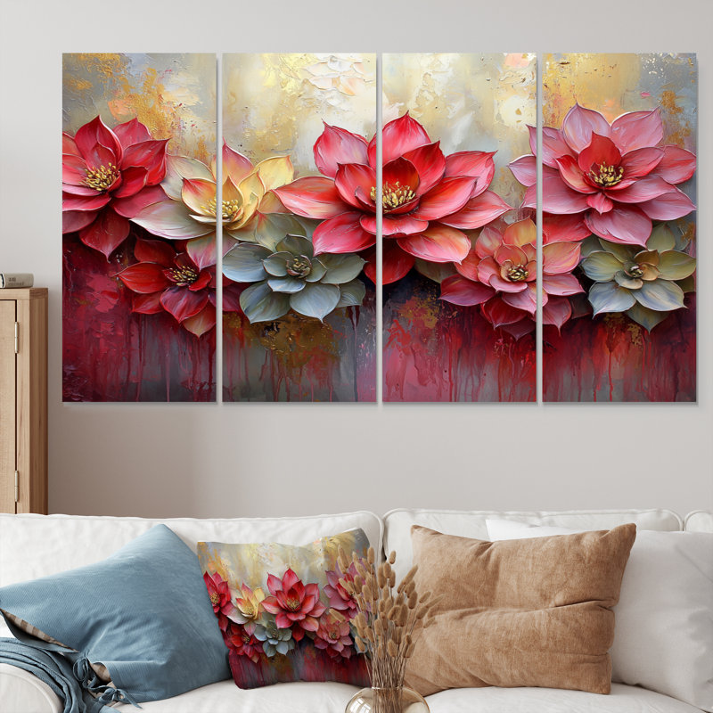 Brooklyn - Succulent Wall Art - ensemble d'art mural, H 32 po x l 64 po, 4