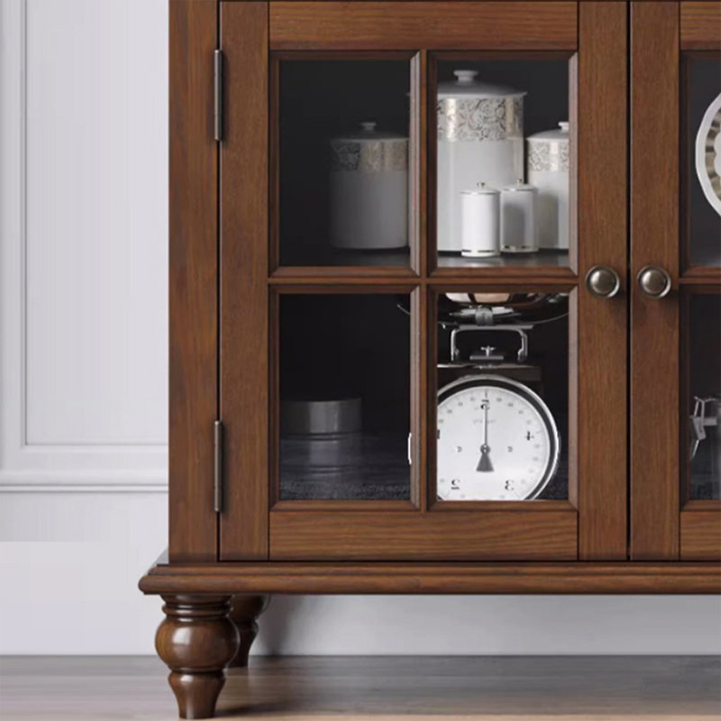 Buffet en noyer massif et bois manufacturé, H 57,87 po x l 46,85 po x P 15,35 po