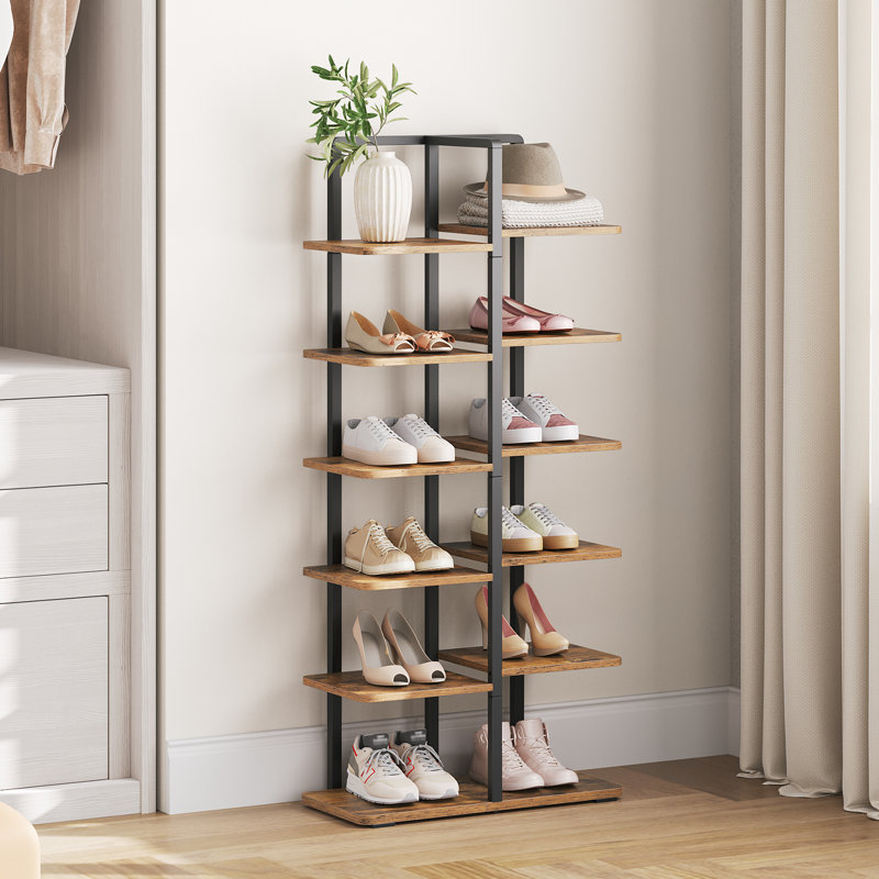 Range-chaussures vertical à 6 étages à 12 paires, tour à chaussures étroite, tablettes pour petits espaces, vestibule, salon