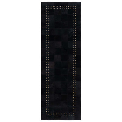 Dharia Studio Leather Hand Woven Leather With Felt Solid Color Rug