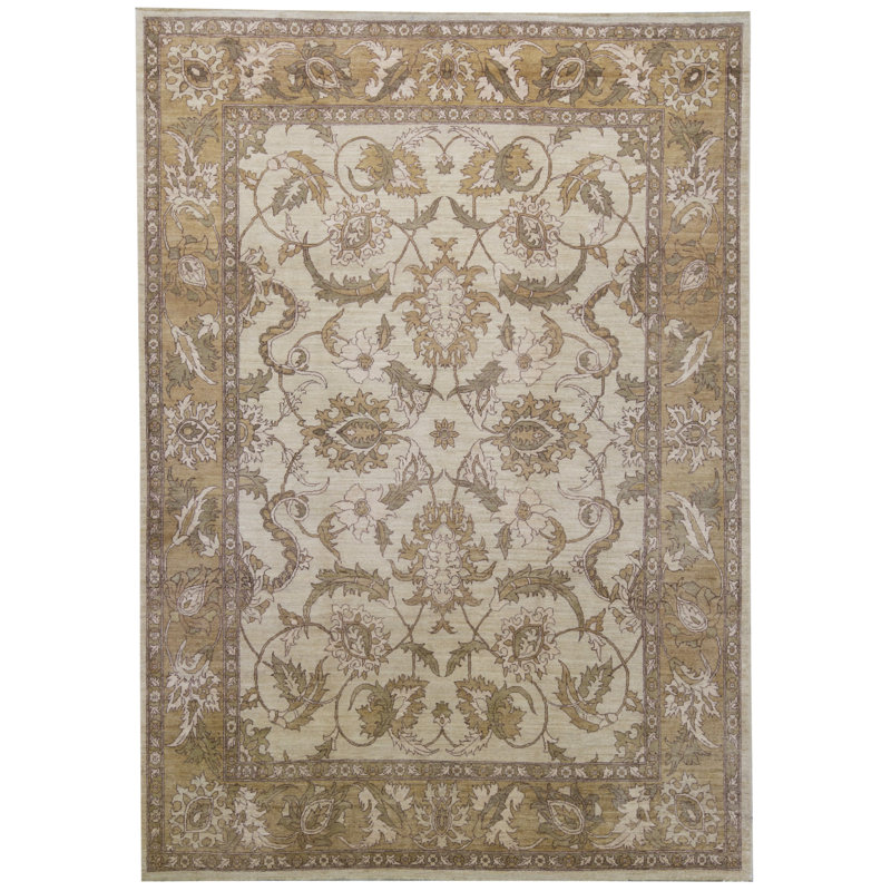 Tapis beige noué à la main de haute qualité