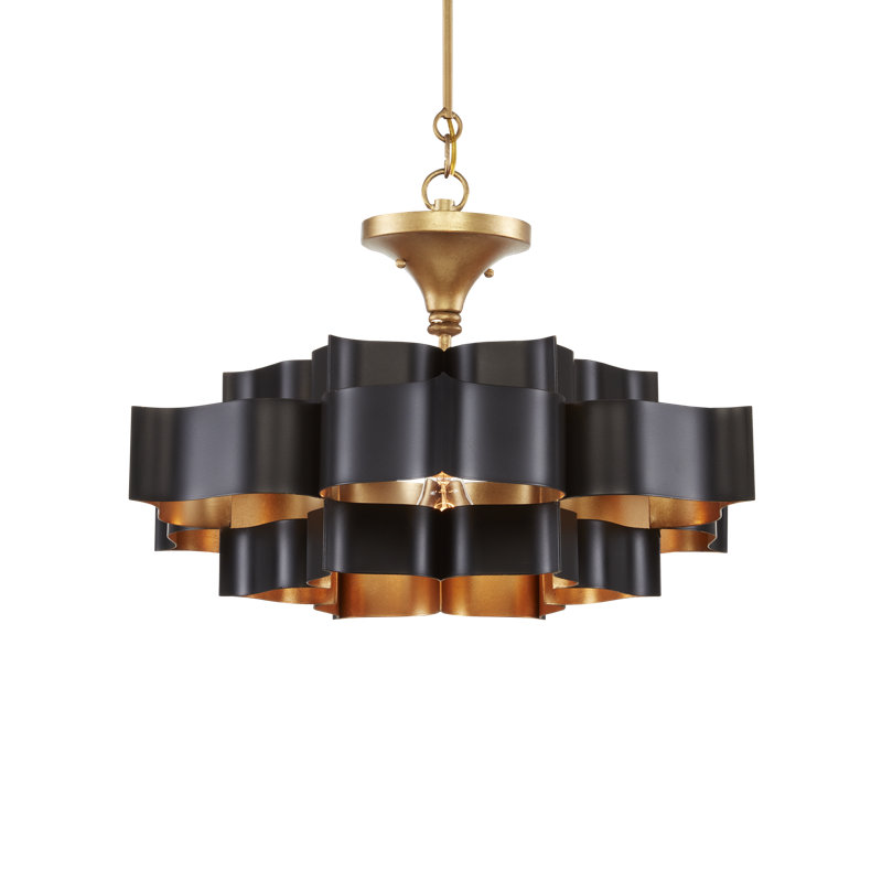 Petit luminaire suspendu Grand Lotus, Noir satiné