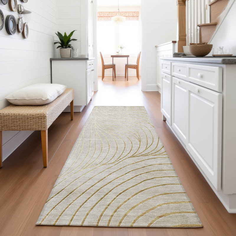 Machine Washable Indoor/Outdoor Xhevrie Beige Rug, Runner 2'3" x 7'6"