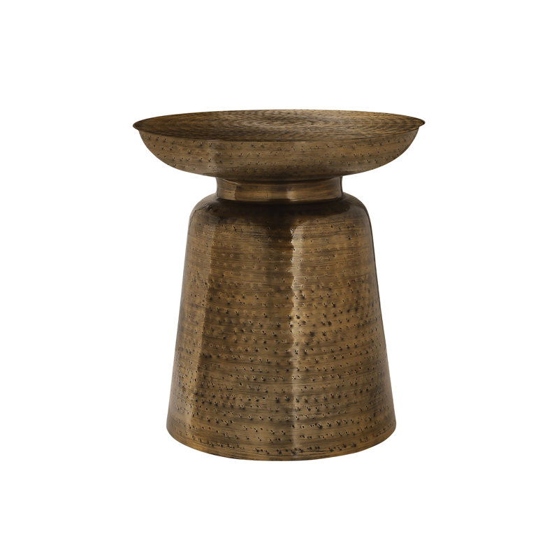 Table en cuivre de 22 po de hauteur - Côté tambour contemporain pour le salon