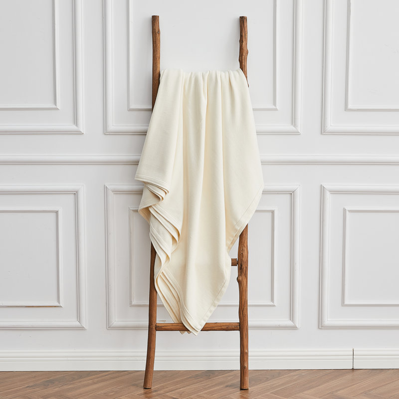 Couverture en coton rayonne de bambou Diamond, Crème, crème, Grand lit