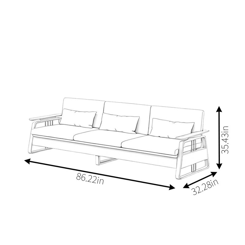 Nouveau canapé chinois, H 35,43 po x l 86,22 po x P 32,28 po