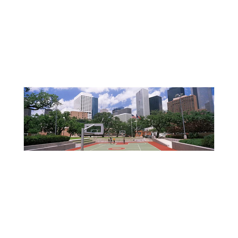 Basketball Court with Skyscrapers in the Background, Houston, Texas, USA #3 1 Piece Wrapped Canvas Panoramic Wall Art