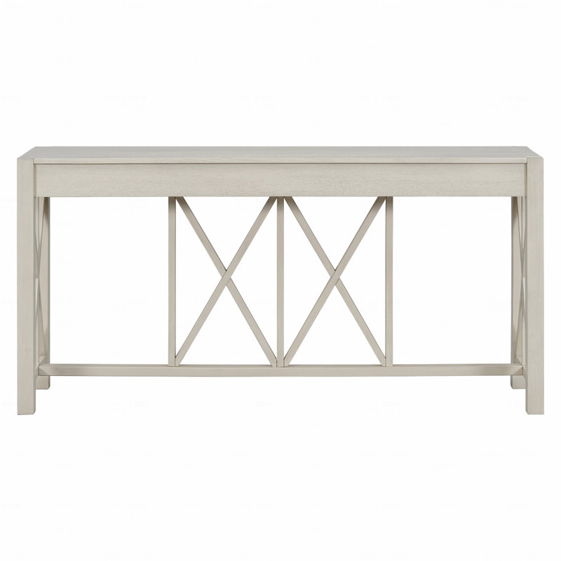 Console en placage d'acacia avec 4 tiroirs spacieux, table d'entrée de style moderne avec espace de rangement ouvert, canapé de style campagnard