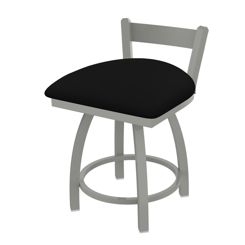 Tabouret de coiffeuse à dossier bas 18 po Catalina, Bronze, Vinyle - Vinyle noir