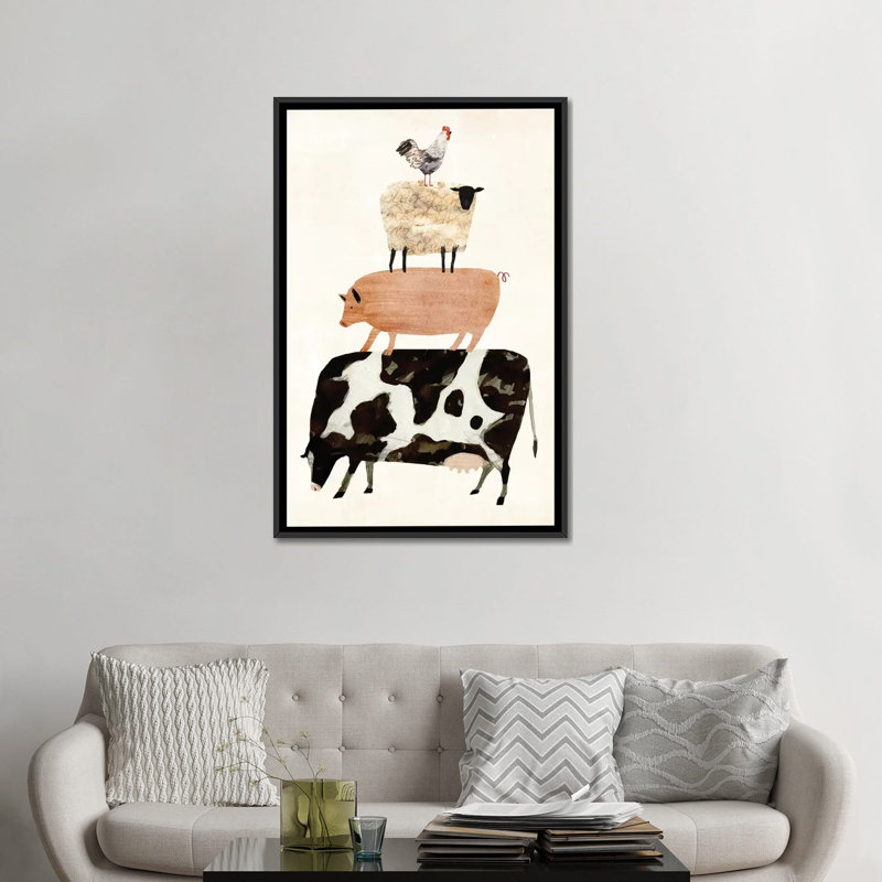 «Barnyard Buds III», impression sur toile, Toile avec cadre noir, H 48 po x l 32 po x P 1,5 po, Pas de tapis