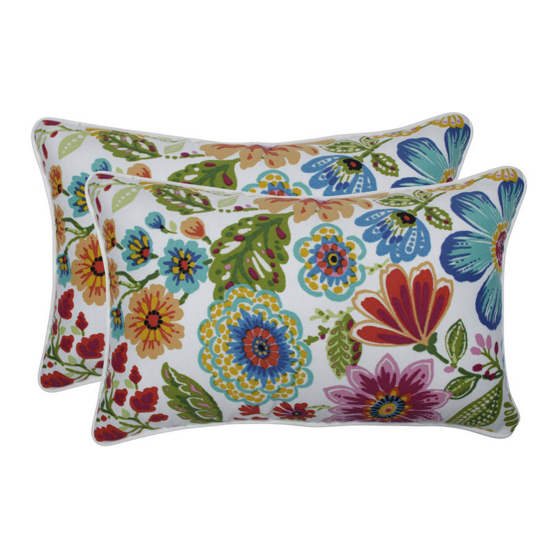 Floral Outdoor Reversible Throw Pillow