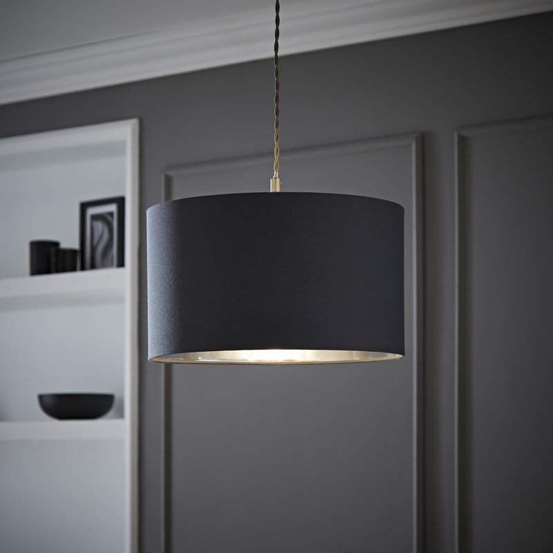 Danelis Linen Blend Drum Lamp Shade ( Slip-On ) in Grey, 20" H x 35" W x 35" D