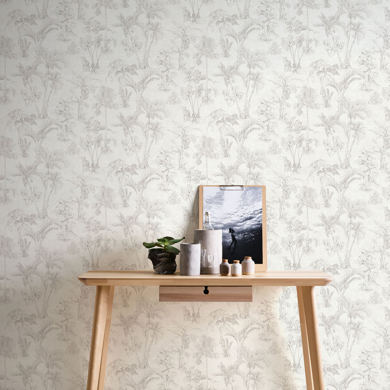 Brympton 10.05m x 53cm Textured Matte Wallpaper Roll, Beige/Grey
