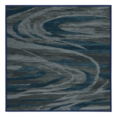 Machine Washable Abstract Blue Area Rug