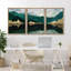«Sunrise Mountain Landscape Trio Nature Wilderness Illustration Modern Decor Minimal» 3 pièces-100781170-100781169