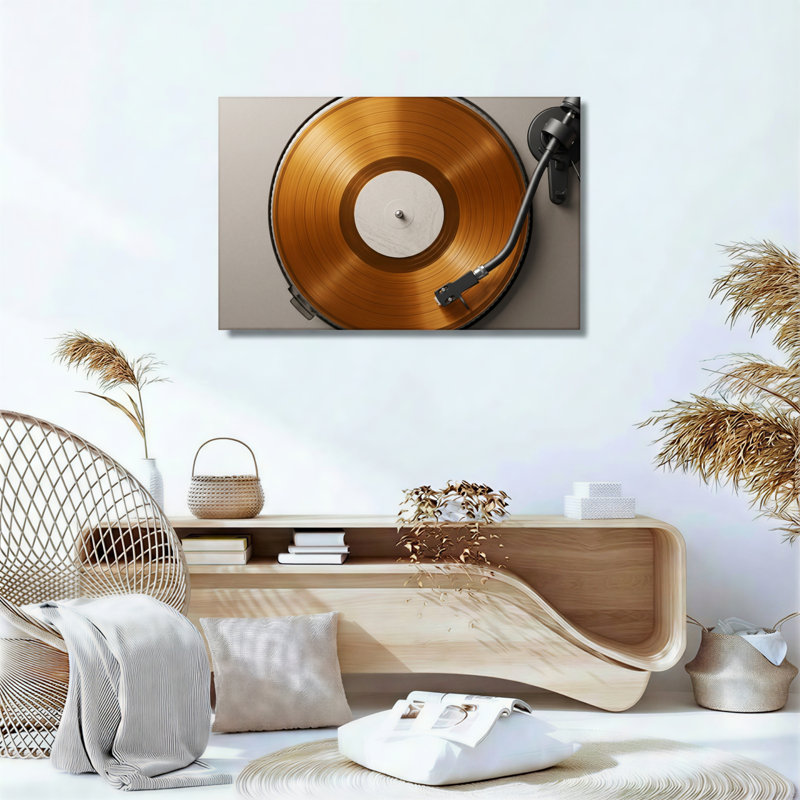 Ensemble de 1 tableau sur toile en forme de disque vinyle, H 28 po x l 40 po, Wrapped Canvas