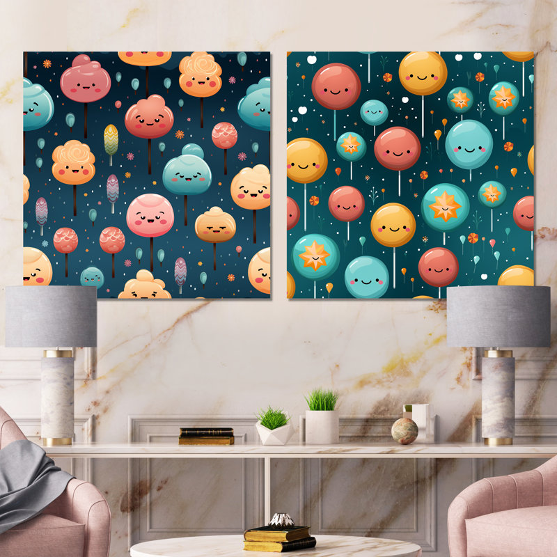 Ensemble de 2 décorations murales Lollipop Dream, Toile tendue, H 16 po x l 33 po x P 1 po