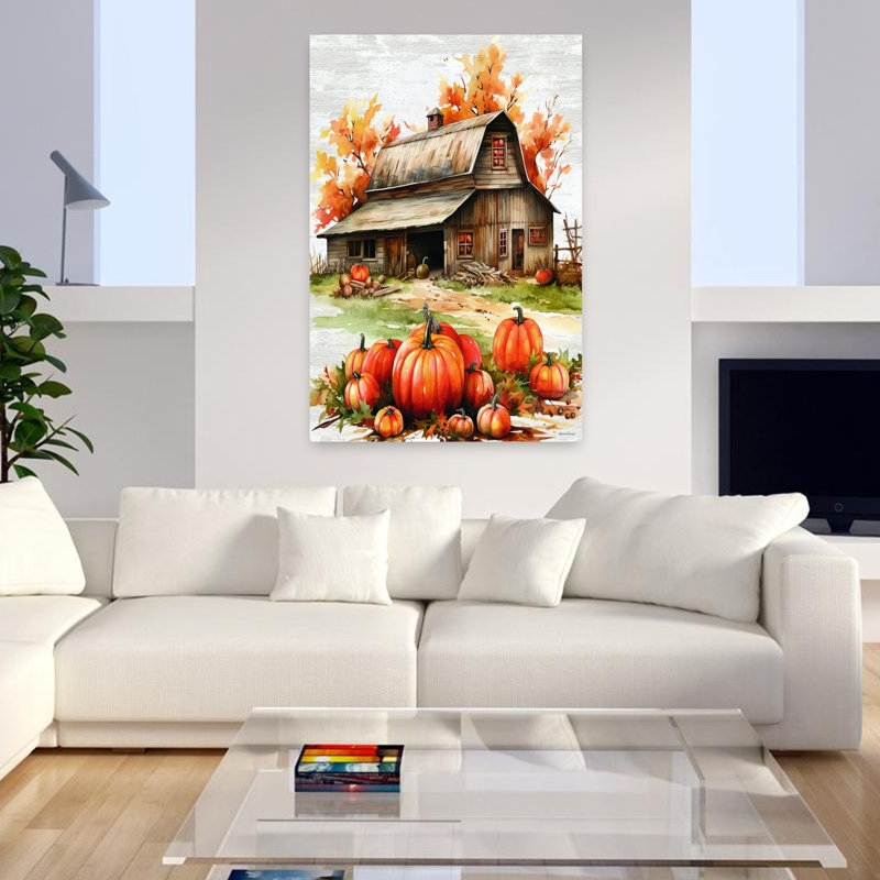 «Harvest Homestead», art abstrait contemporain rustique, paysage mural, H 48 po x l 32 po