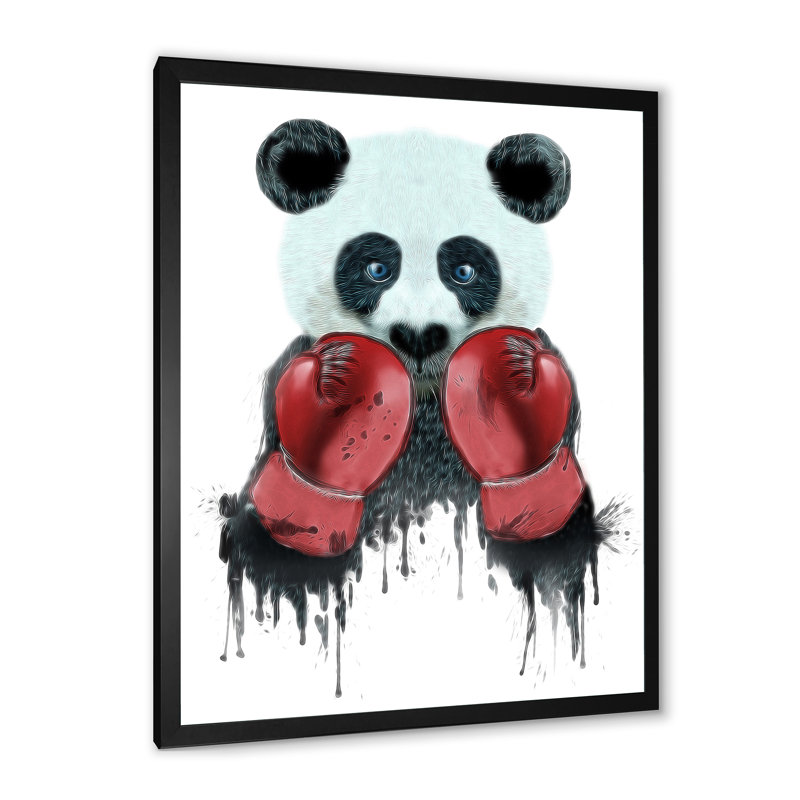 Hipster Boxer Panda Ready for Boxing - reproduction d'art sur toile