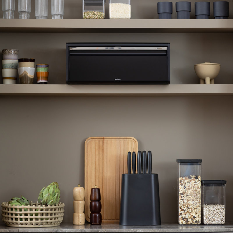 Brabantia Fall Front Bread Box, Matte Black