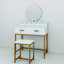 Ensemble de coiffeuse avec miroir et tabouret - coiffeuse de maquillage avec tiroirs de rangement et organisateur, blanc et doré, conception peu encombrante pour les petites chambres