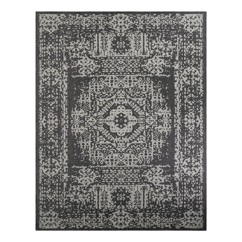 Cowart Oriental Charcoal Gray Area Rug, Rectangle 10' x 13'1"