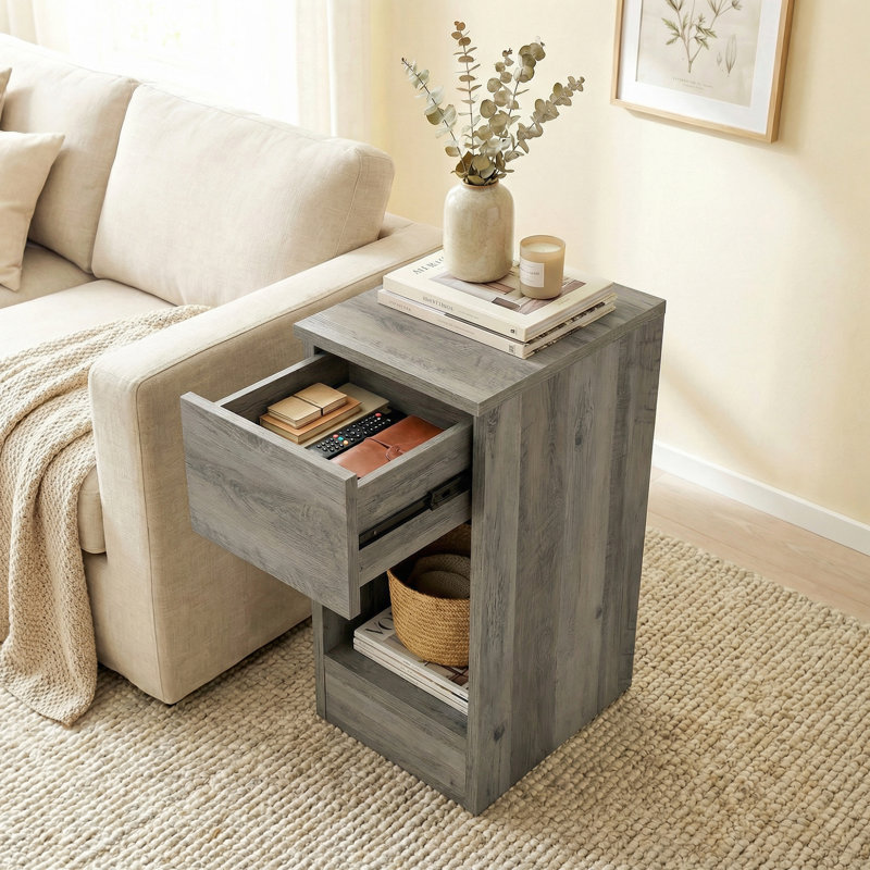 Scotto 20cm W Manufactured Wood Bedside Table, Grey