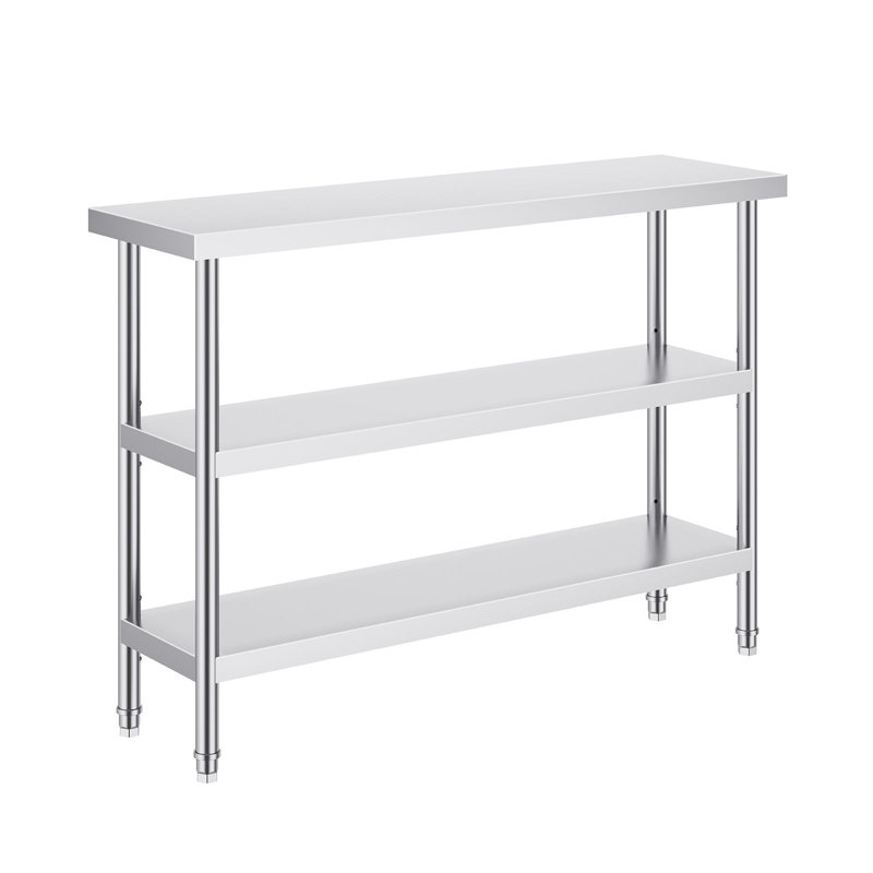 SUS201 Stainless Steel Prep Table 14 x 48 Inch 1 Piece Silver