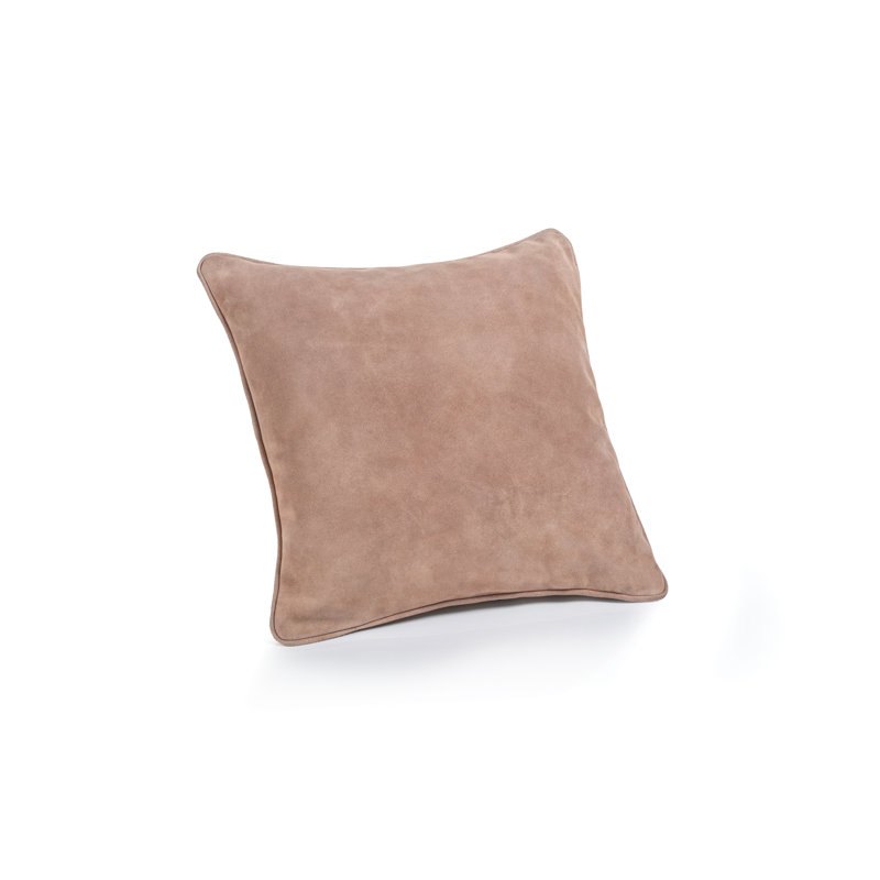 Blush Leather and Linen 16" Square Accent Pillow