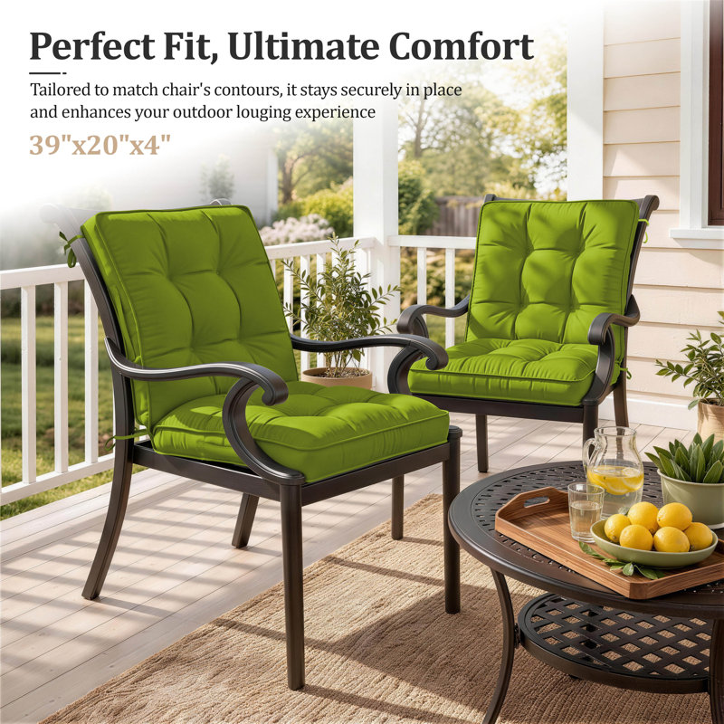 Outdoor/Indoor Seat / Back Cushion, Grass Green, 20" W x 39" D