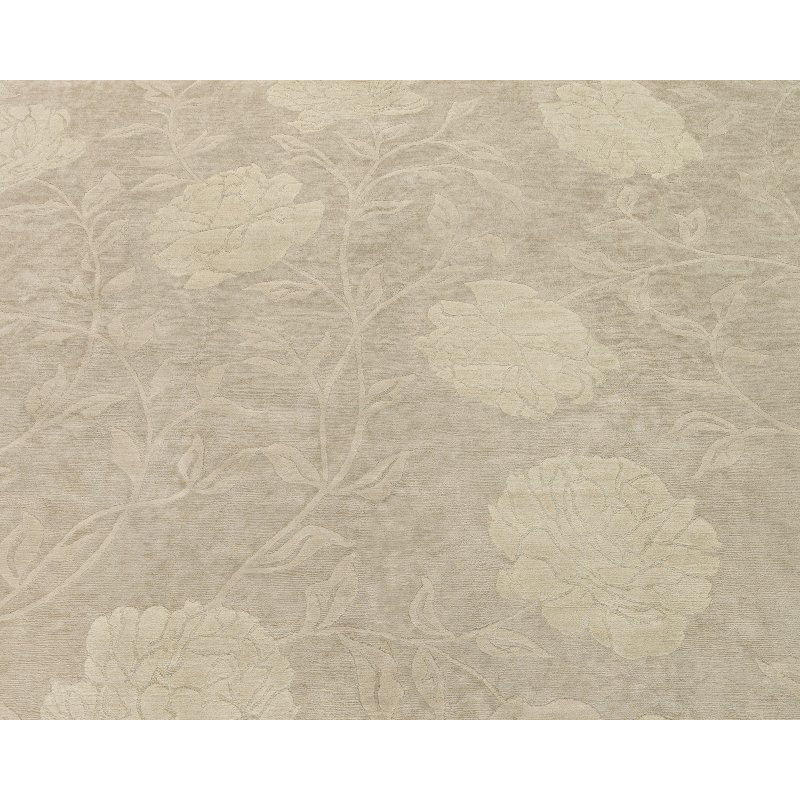 Peony Floral Area Rug in Beige/Neutral/Taupe, Rectangle 3' x 5'