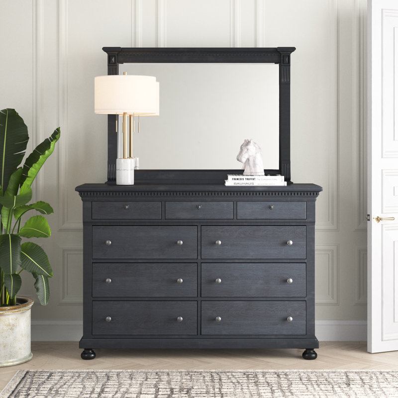 Commode double 9 tiroirs avec miroir Waylon