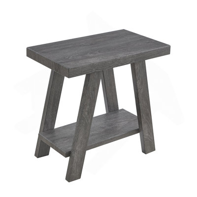 Athens Contemporary Wood Shelf Side Table In Gray Finish
