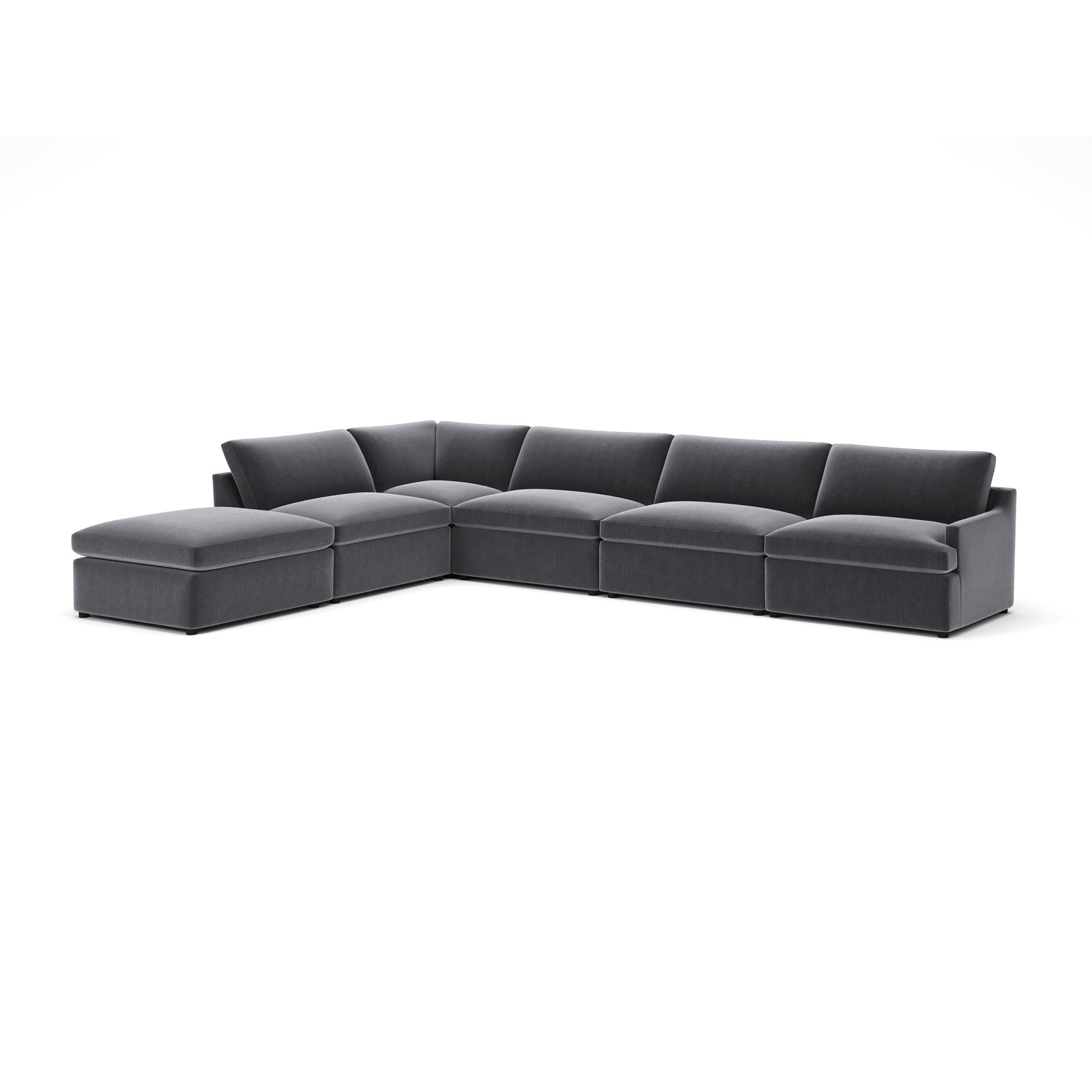 Essex 6-Piece Upholstered Modular Sectional, Andrew Slate Performance Chenille, Left Hand Facing