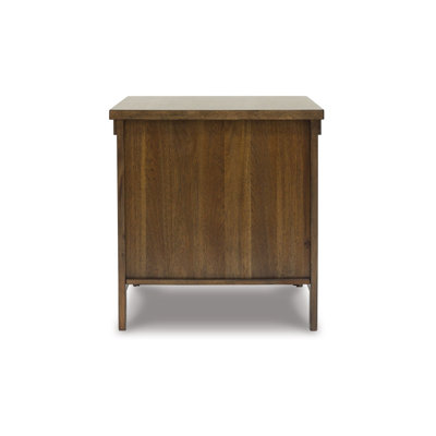 Chip Side End Table, Dual Door Cabinet, 26 Inch Rustic Brown Wood