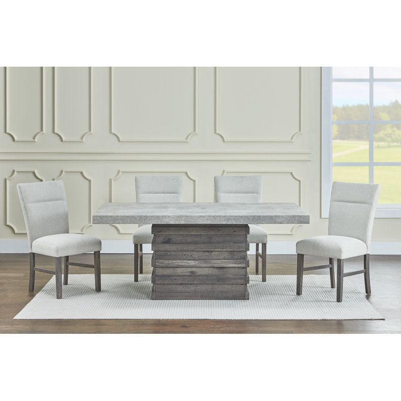 Ensemble de salle à manger rustique moderne avec chaises d'appoint rembourrées, 5 pièces: table, 4 chaises