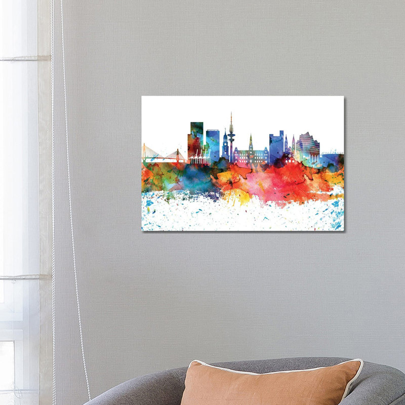 Hamburg Skyline - Wrapped Canvas Painting, 66.04 cm H x 45.72 cm W x 3.175 cm D