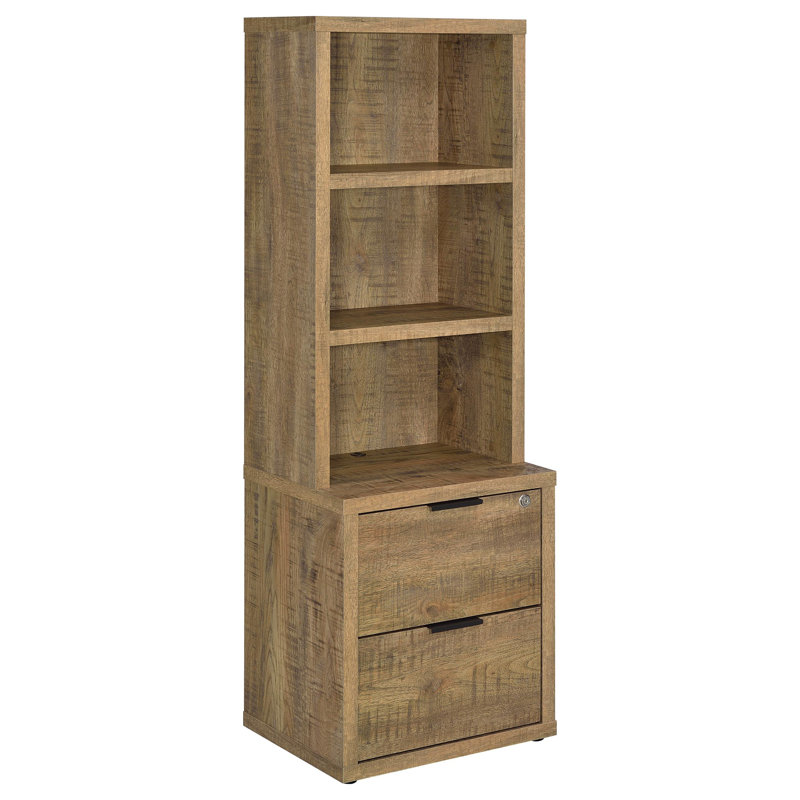 Bibliothèque Mango à 3 tablettes USB et tiroir verrouillable, Manguier