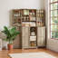 Grand garde-manger de style campagnard de 72 po avec portes de grange, armoire de rangement en bois délavé gris avec tablettes réglables et 8 supports de porte pour la cuisine et l'organisation de la salle à manger-833498350