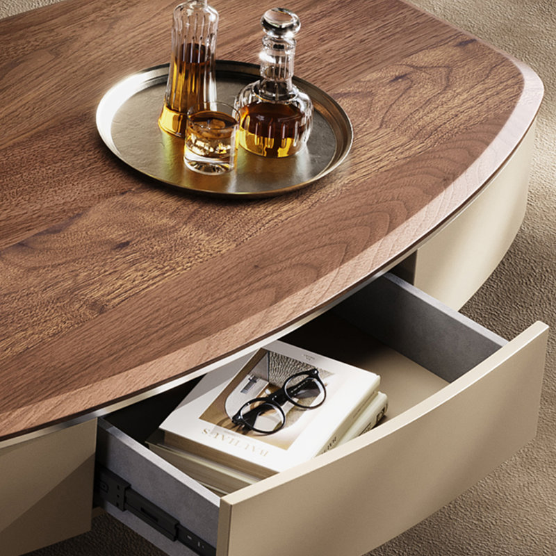 Solid Walnut Wood Coffee Table with Storage