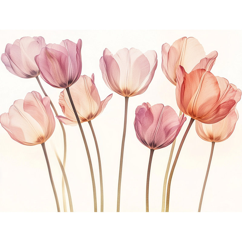 «Pink Garden Tulips», impression sur toile florale, H 16 po x l 24 po