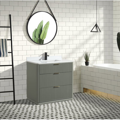 Aria 36'' Single Bathroom Vanity With Engineered Quartz Top