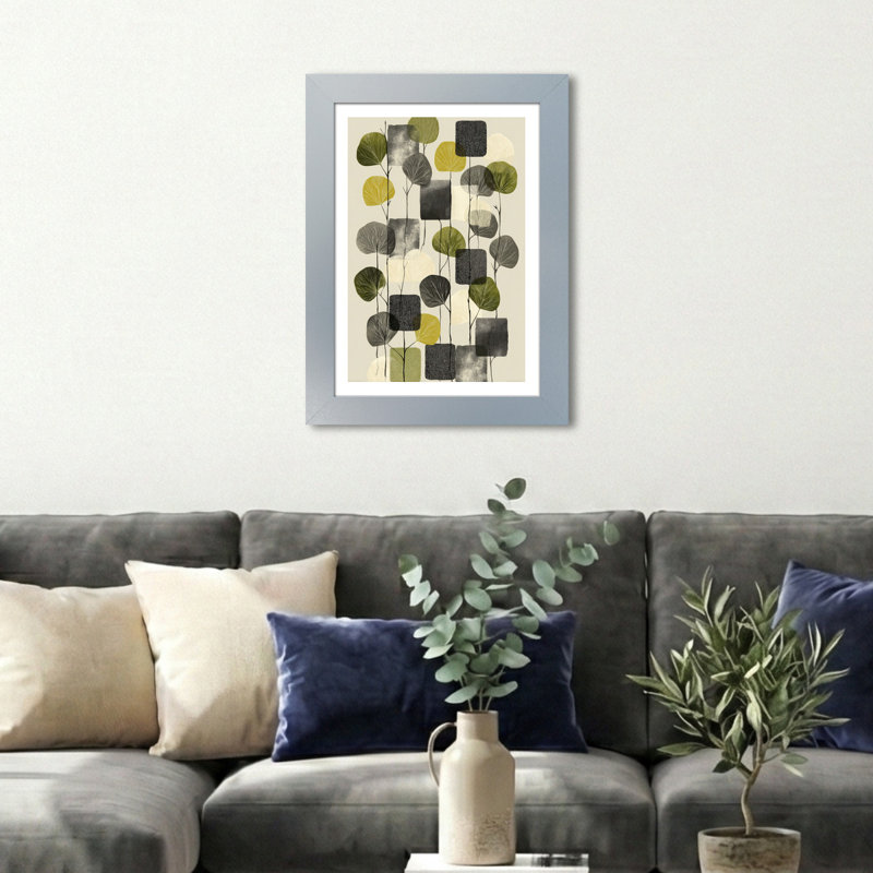 Scandinavian Eucalyptus Wall Art Home Decor - Minimal botanical screenprint in olive & charcoal, Giclee Art Print for modern Nordic interior 1 Piece Wall Art