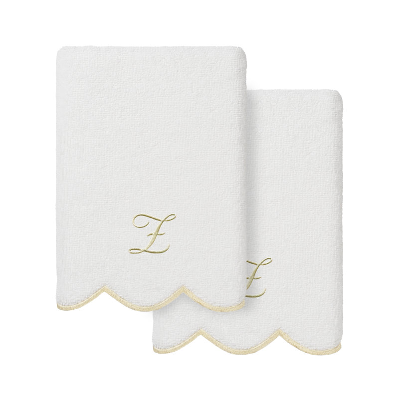  Ensemble de serviettes 100% coton turque ADORNIA, Ensemble de 2 essuie-mains, Blanc / beige, Z