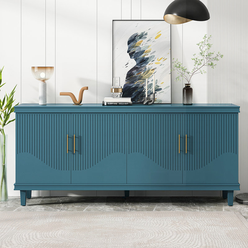4-Door Cabinet, Same As Living Room, Kitchen, Bedroom, Hallway, 32.28" H x 70.07" W x 15.75" D, Blue