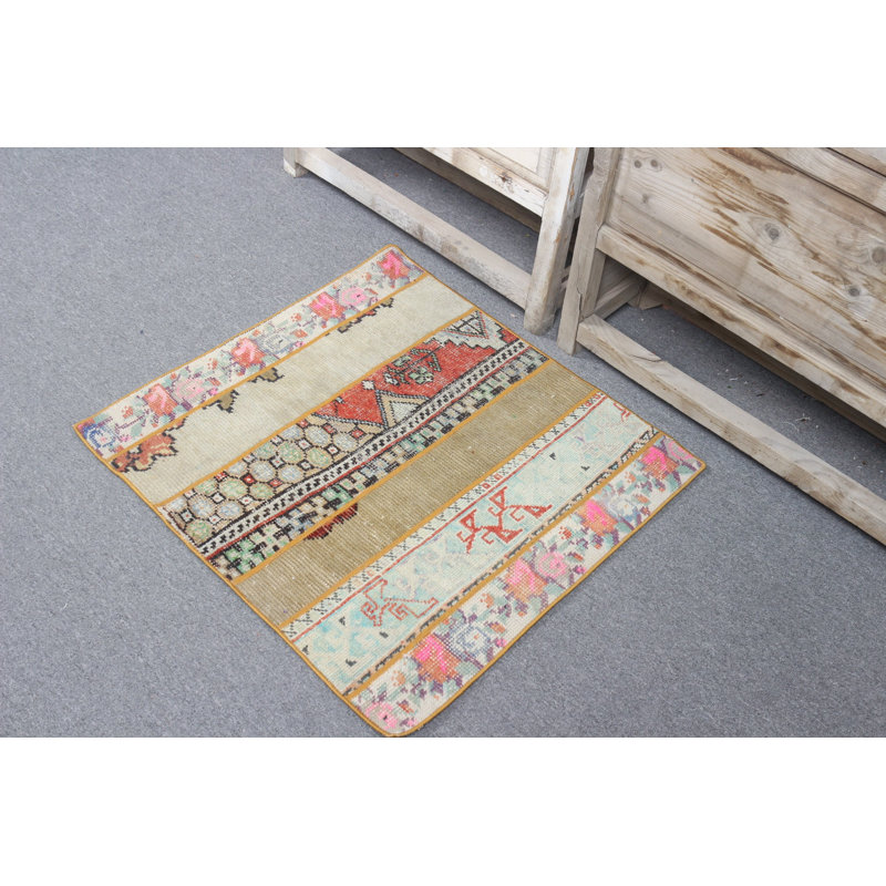 Tapis de porte turc rétro fait à la main en patchwork pour un décor de vestibule unique et un accent bohémien
