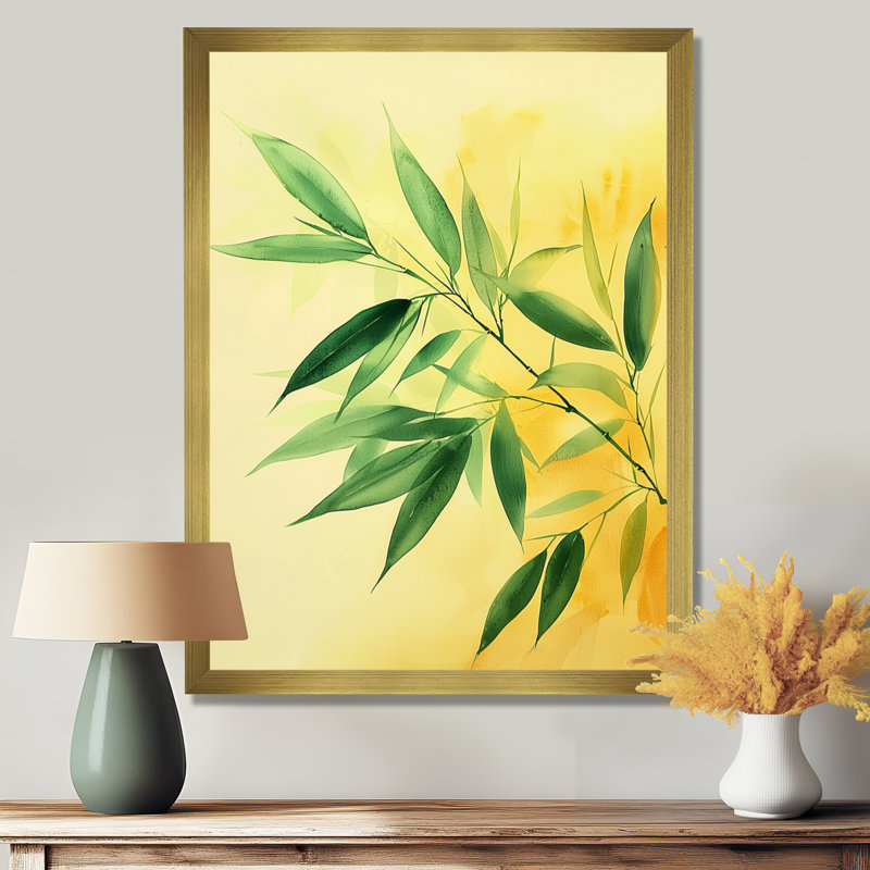 Cledith - art mural floral, 32" H x 24" W, Framed Print without Mat, Gold