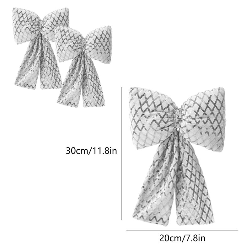 Décorations de Noël, paillettes de Noël, décorations d'arbre de Noël, Silver