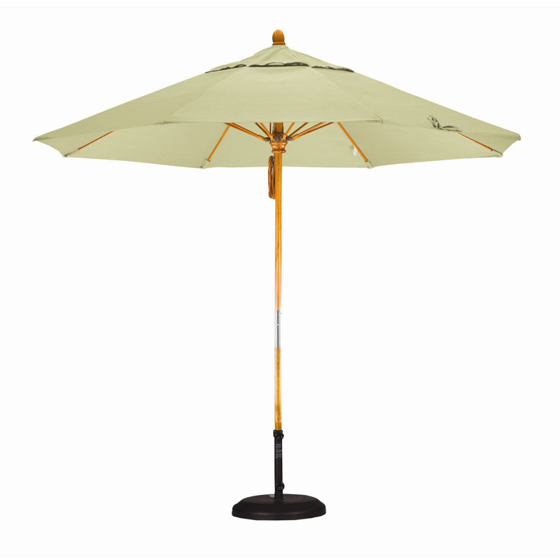 Parasol 9" Market, Pacifica Beige, Marenti Wood