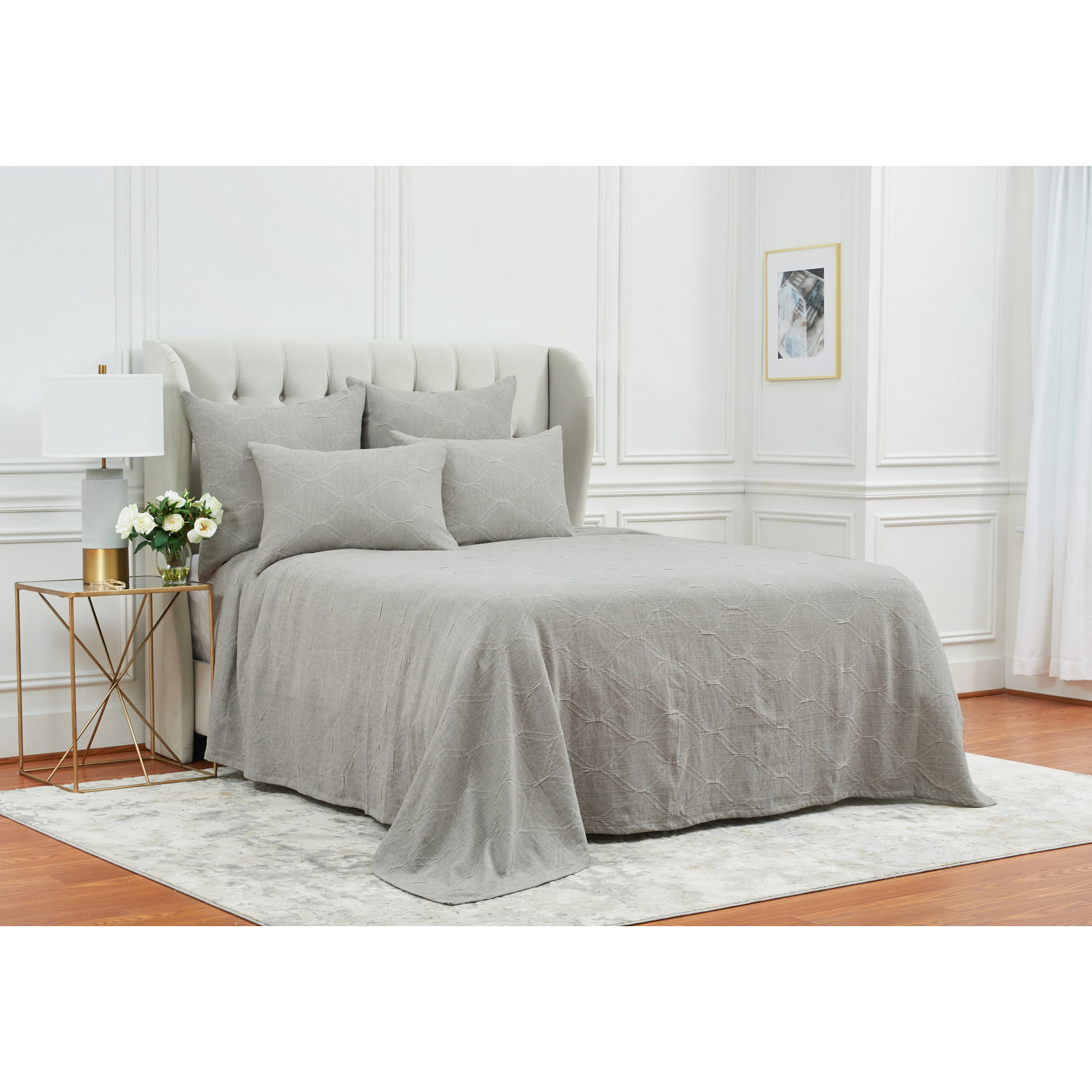 Barry Single Coverlet, Queen Coverlet, Gray